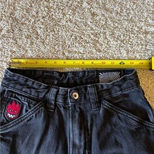 Black Denim Pants with Red Patch